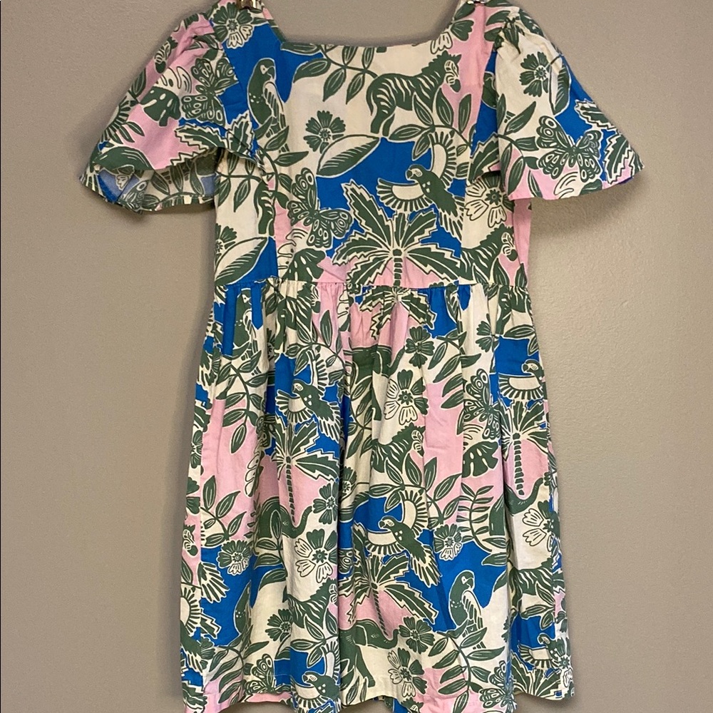 Mini Boden Blue and Pink Puff Sleeve Sundress